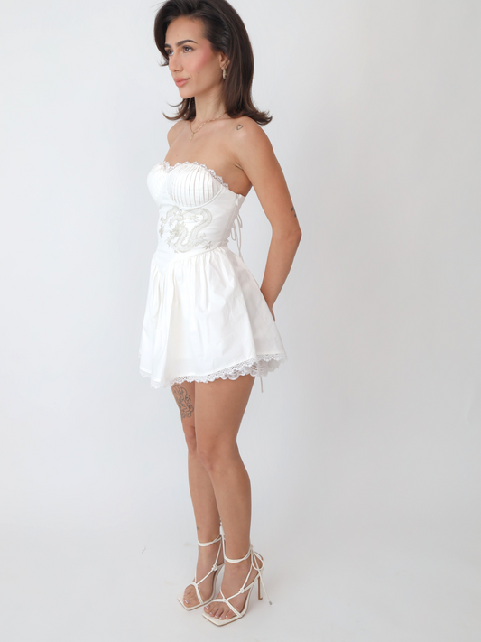 "Jia" Corset Mini Dress - White