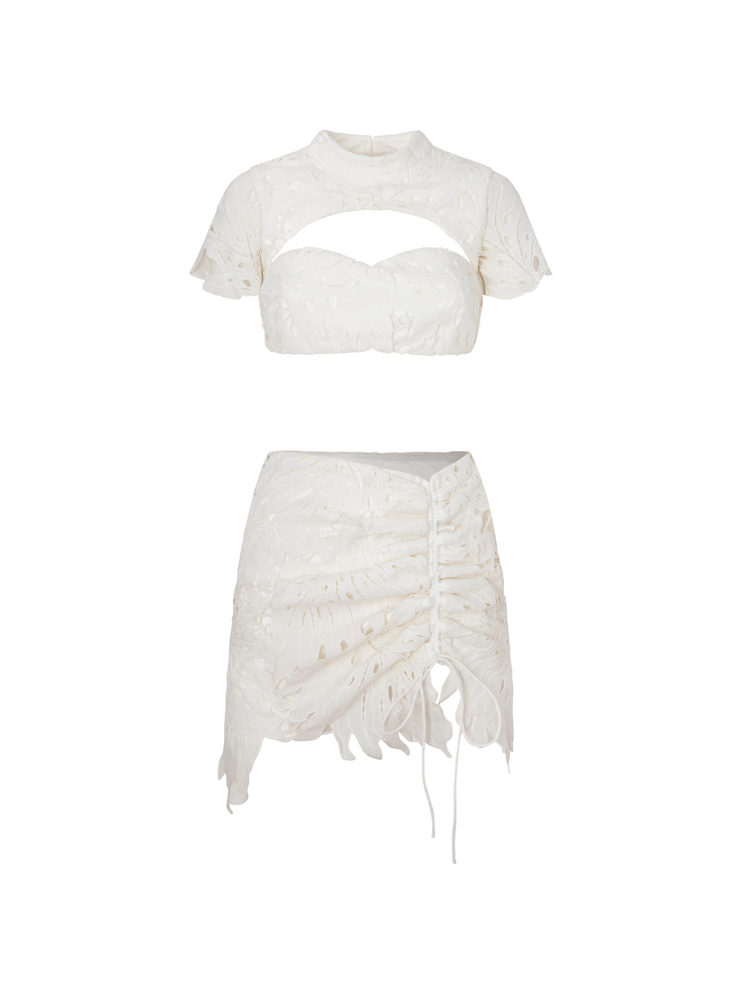 Conjunto de 3 piezas falda, bandeau y mangas "Gardenia" - Blanco 