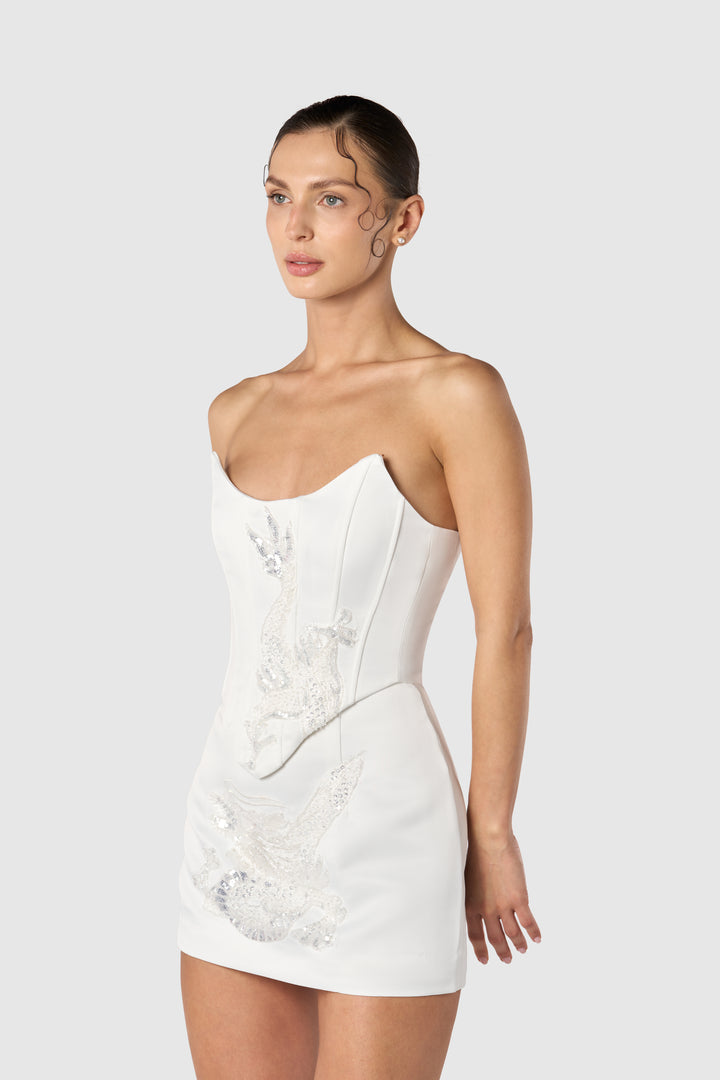 "Chen" Embellished Corset Top & Mini Skirt Co-Ord Set